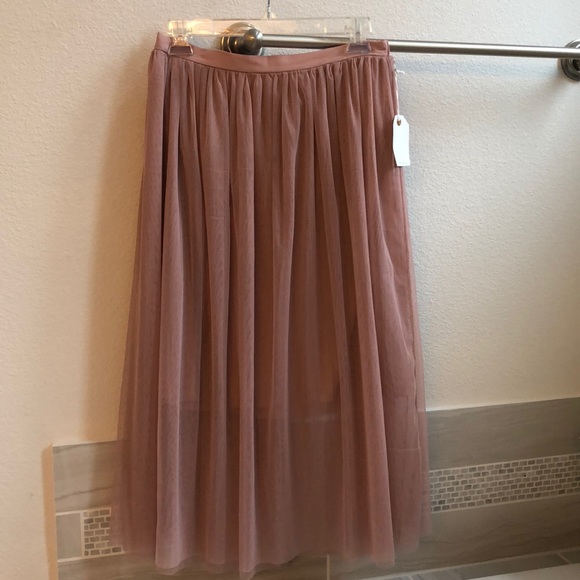 Pink Tulle Midi Skirt - Picture 2 of 5